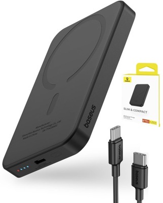 BASEUS MAGNETYCZNY BEZPRZEWODOWY POWERBANK ŁADOWANIE INDUKCYJNE 20W 5000MAH