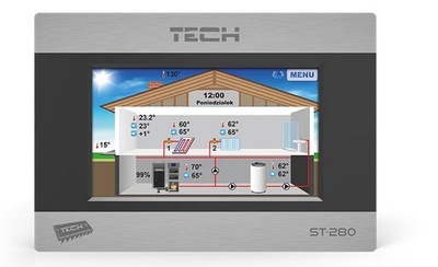 TECH ST-280 Przewodowy regulator pokojowy DOTYKYKWY RS