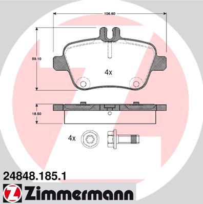 ZIMMERMANN MERCEDES A-KLASA W176 TRINKELĖS GAL. 24848.185.1 