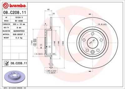 BREMBO 08.C208.11 ДИСК ТОРМОЗНОЙ