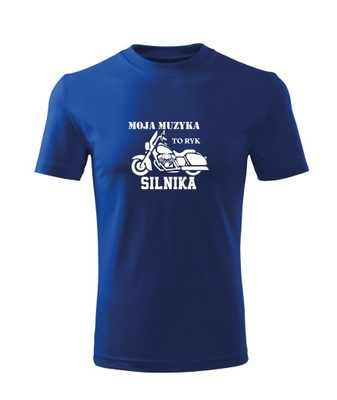 Koszulka T-shirt dziecięca M348 MOTOCYKL RYK SILNIKA niebieska rozm 110