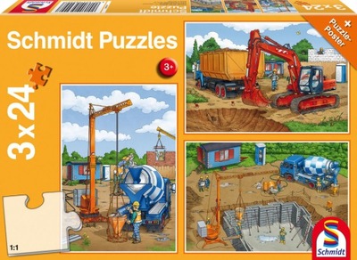 Schmidt Puzzle 3 x 24 el Uwaga! Roboty budowlane