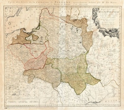 Mapa Polski XVIII w. miedzioryt Tobias Mayer