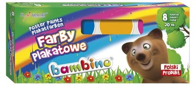 Farby plakatowe 8 kolorów 20ml Bambino