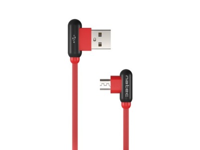 KABEL USB MICRO(M) KĄTOWY LEWO->USB-A(M) 2.0 1M KĄTOWY PRAWO CZERWONY