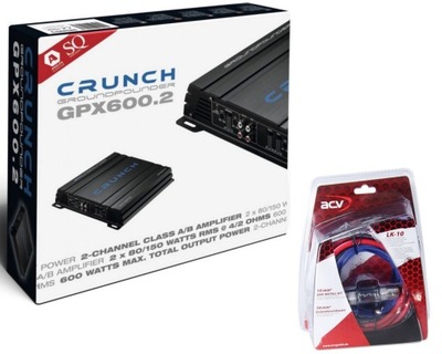 Wzmacniacz samochodowy Crunch GPX 600.2 + kable