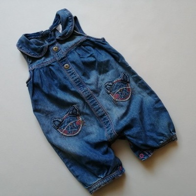 NEXT rampers jeansowy PLAYSUIT KOTEK r. 80