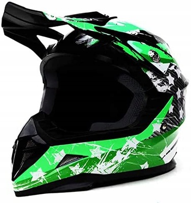 Kask motocyklowy YEMA zielony Motocross Kids S