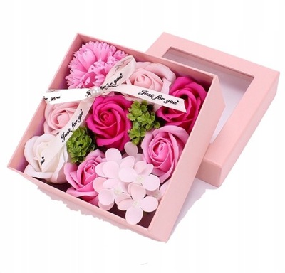 Flowerbox pudełko kwiaty mydlane róże na prezent