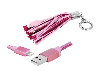 Kabel USB-Iphone brelok, różowy