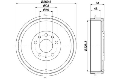 HELLA БАРАБАНЫ ТОРМОЗНЫЕ 2 ШТУКИ. COMBO BOX BODY MPV X12 COMBO MK III D BOX