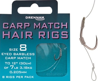 PRZYPONY nr 12/30cm DRENNAN Carp Match Hair Rigs