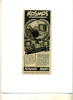 Reklama prasowa z lat 30 uw- RADIA " KOSMOS'