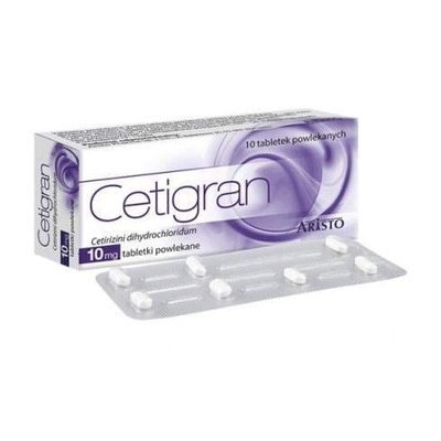 Cetigran alergia katar sienny cetyryzyna10mg 10 tabletek