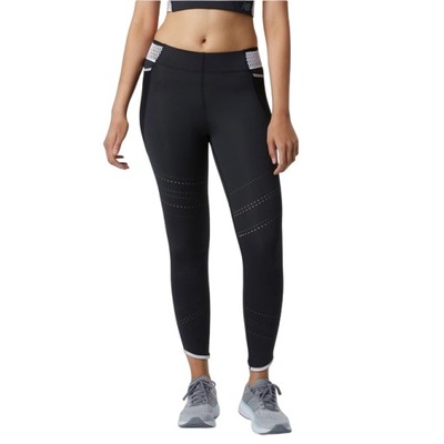 Legginsy NEW BALANCE sportowe damskie dopasowane czarne do bieganiar. XS