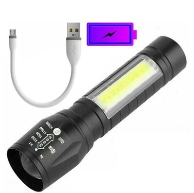 LINTERNA TAKTYCZNA DIODO LUMINOSO LED ZOOM ABRAZADERA LADO FARO COB AKUMULATOROWA USB  