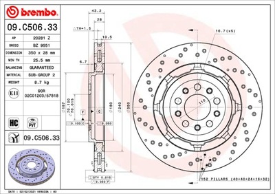 BREMBO FLOATING ДИСКИ ТОРМОЗНЫЕ ЗАД GIULIA STELVIO QV 350MM