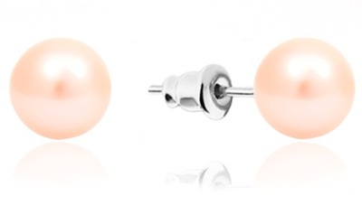 Kolczyki perły perełki perła jasnoróżowa 8 mm