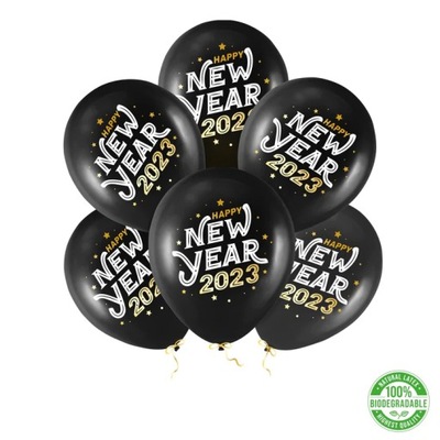 Balon Happy New Year 2023 Sylwester Nowy Rok czarn