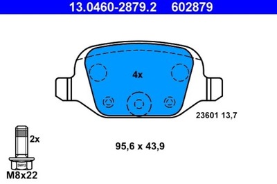 КОЛОДКИ ТОРМОЗНЫЕ FIAT ЗАД 500/IDEA/PANDA/PUNTO 04-13 13.0460-2879.2