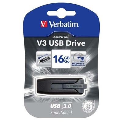 Verbatim USB flash disk, USB 3.0, 16GB, V3, Store N Go, czarny, 49172, USB