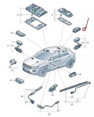 Vw t-roc a11 правий middle interior reading light 2ga947292adnr фото №1