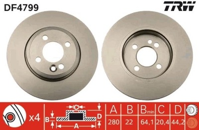 2X ДИСК ГАЛЬМІВНИЙ МІНІ ПЕРЕД COOPER 06- 280MM DF4799