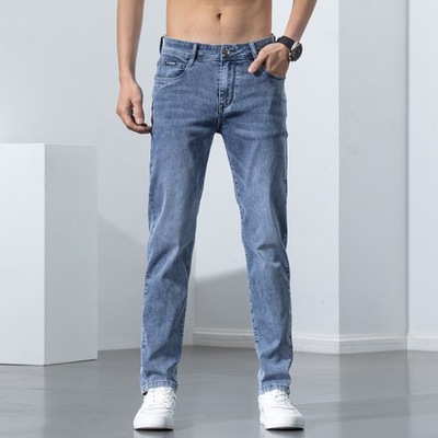 Spodnie Jeansy letnie dżinsy dla Mans Blue Slim Fi