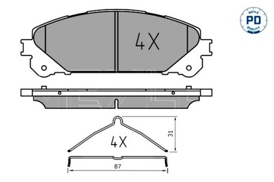 MEYLE ZAPATAS DE FRENADO PARTE DELANTERA Z ALMOHADA WYTLUMIAJACA LEXUS NX RX  