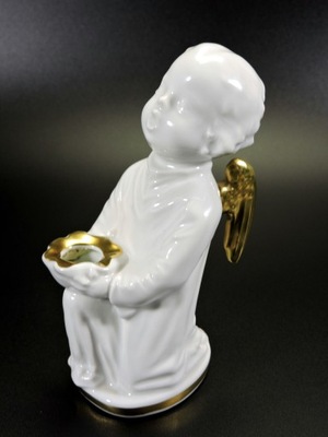 Figurka anioł porcelana Schumann świecznik 1950
