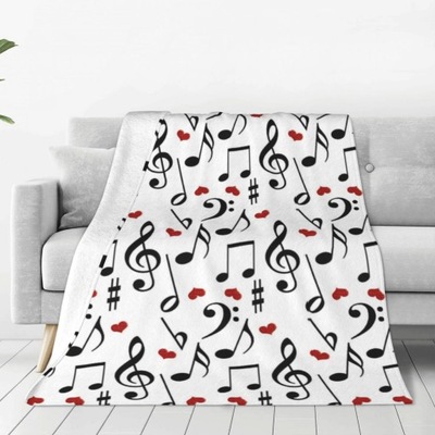 KOC Blankets Flanelowy z motywem muzycznym wzór z