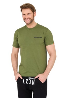 DSQUARED2 Zielony bawełniany t-shirt z logo M