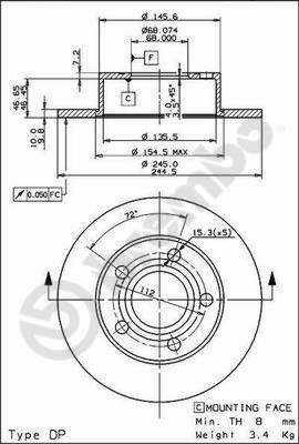 DISCO DE FRENADO AUDI A6 97-05 PARTE TRASERA QUATTRO  