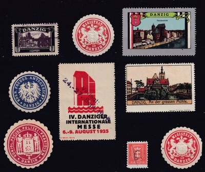 Gdańsk, Danzig, znaczki reklamowe, zalepki, revenue, dobroczynne
