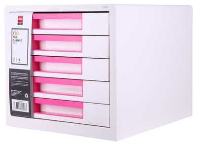 Biało-różowy pojemnik z 5 szufladami Deli Z01043