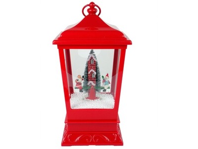 Świąteczny Lampion Światełka Sypiący Śnieg Mikołaj Czerwona LEAN Toys