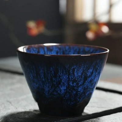 Chiński Tenmoku przeszklony kubek do herbaty ceram