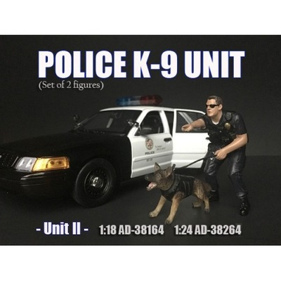 American Diorama Figurka Police K9 Unit set. Police officer and K9 dog 1:24