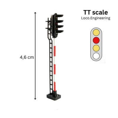 Semafor 4-komorowy TT z długim daszkiem, 4 LED