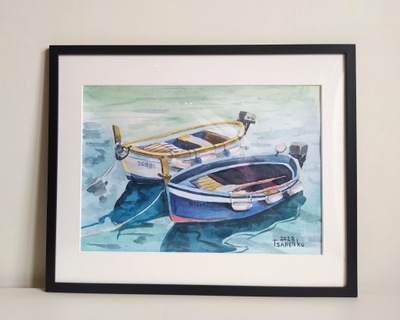 Obraz akwarela Łódki Tsarenko Oryginał