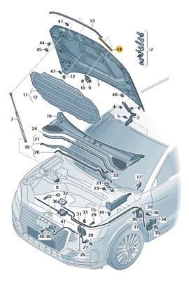 Ограничитель защитный капот левый audi q2 фото №1