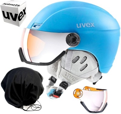 Kask narciarski UVEX Hlmt 400 visor style 53-58cm cloudy blue mat