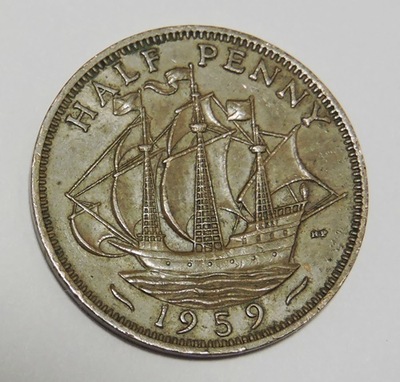 Wielka Brytania half penny 1959