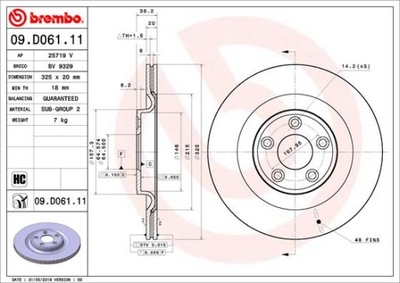 BREMBO 09.D061.11 DISKU STABDŽIŲ 