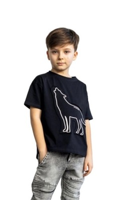 T-Shirt wolf czarny mashmnie 140/146