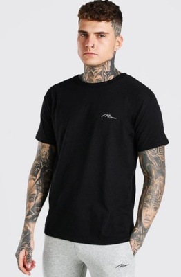 BOOHOO T-SHIRT MĘSKI CZARNY Z NADRUKIEM* S 1VAH