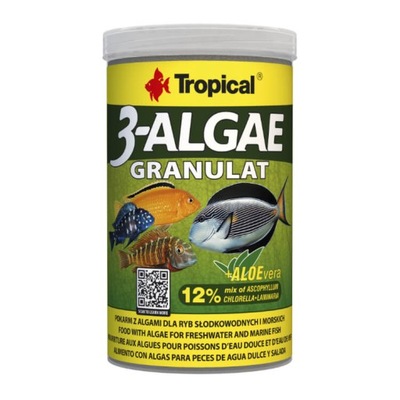 TROPICAL 3-ALGAE GRANULAT ROŚLINNY POKARM DLA RYB AKWARIOWYCH 250ml