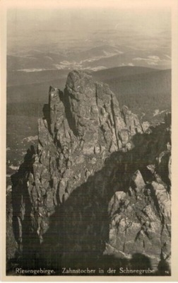 Riesengebirge Zahnstocher in der Schneegrube (pocztówka przed 1945 Karkonos