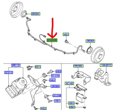 Датчик, швидкість обертова колеса ford оригінальний номер 2s61-2b372-bd фото №1