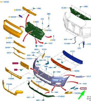 Ford ranger t6 mk1 передня частина left fog лампа кронштейн 1921811 original фото №1